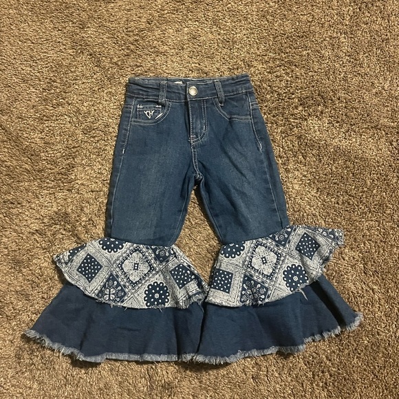 Cowgirl Hardware Other - Cowgirl Hardware 3T Double Ruffle Bell Bottoms Western Rodeo